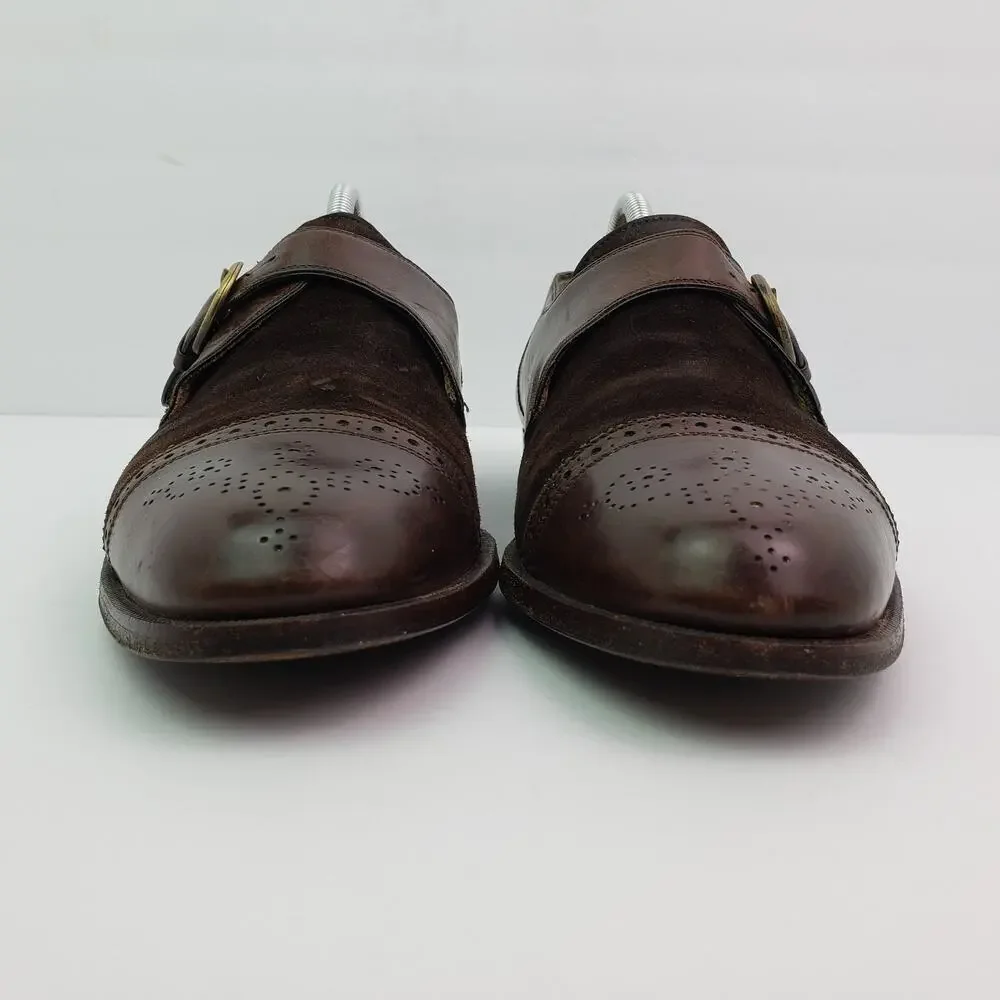 Cole Haan Mens Size 11 Brown Leather Monk Strap Cap Toe Formal Dress Shoes